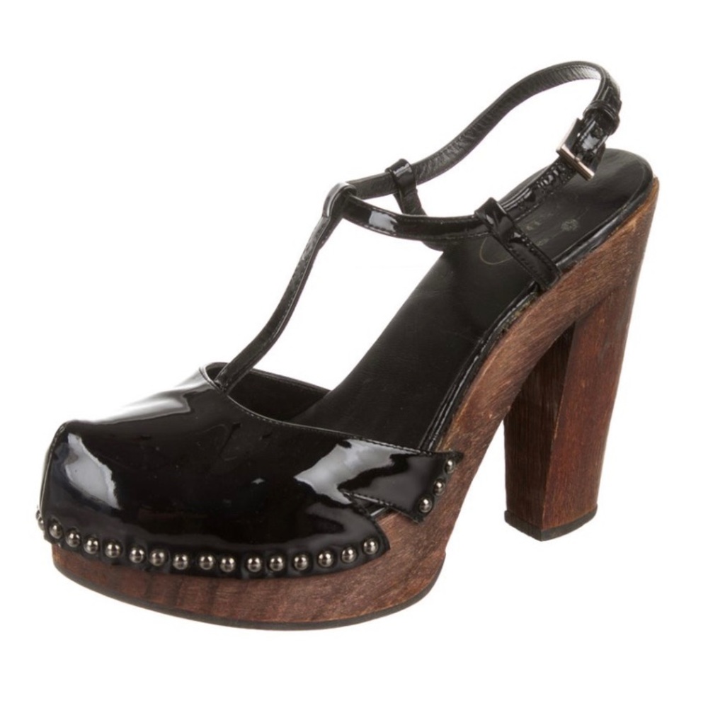 Prada T-strap wooden clogs
